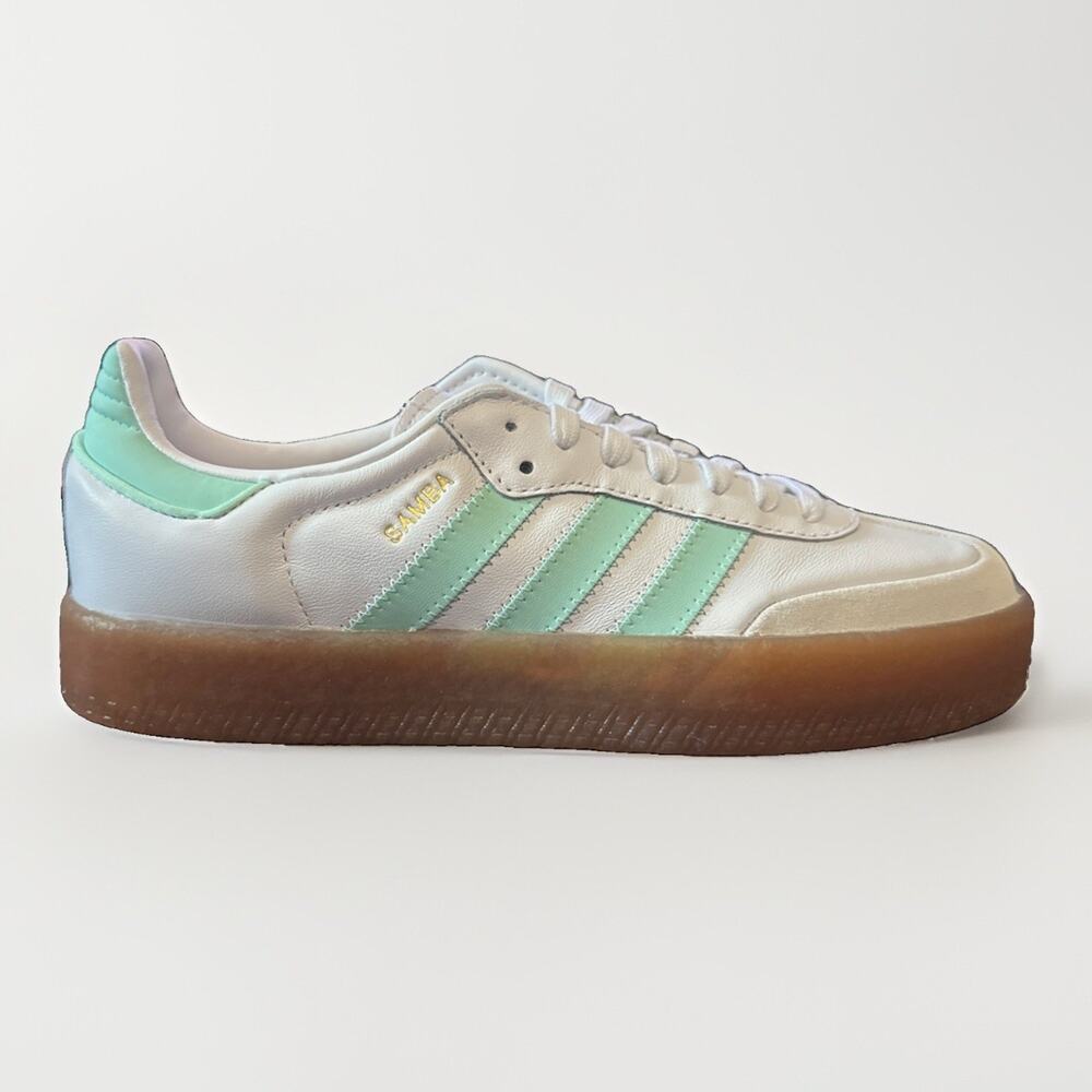 New Women's Size 7.5 Adidas Samba White Mint Green JQ1314 Kids Size 6.5